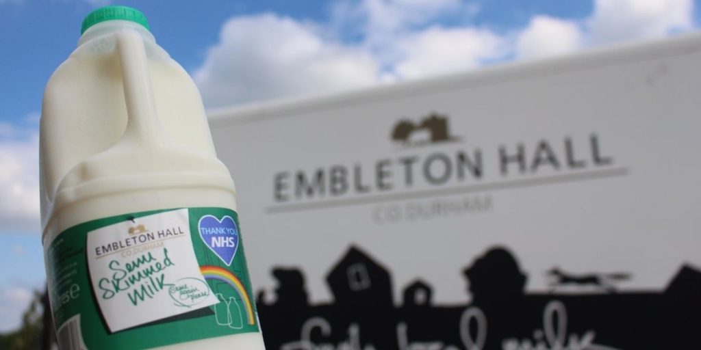 Embleton Hall Dairies milk bottle and vehicle livery